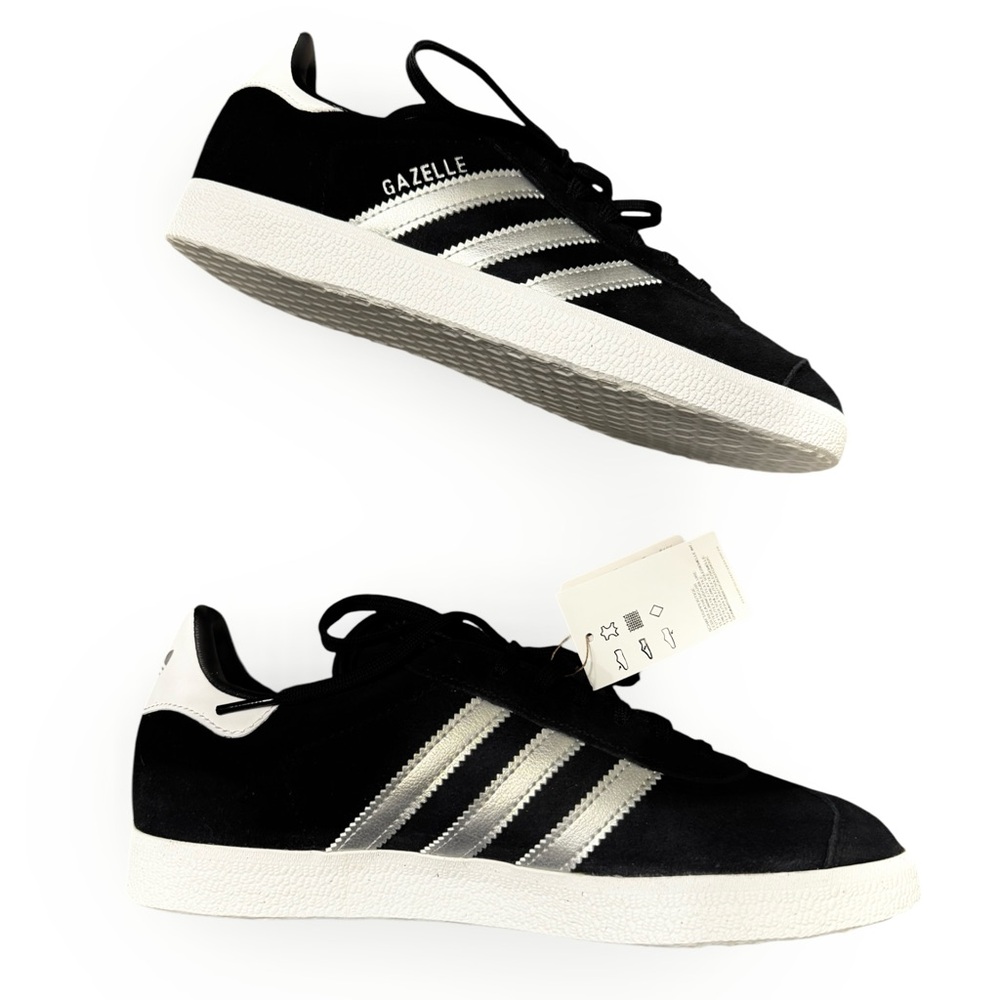 ADIDAS NIB OG Gazelle Suede Shoes in Black/Metallic Silver, Size 7 - Picture 6 of 16